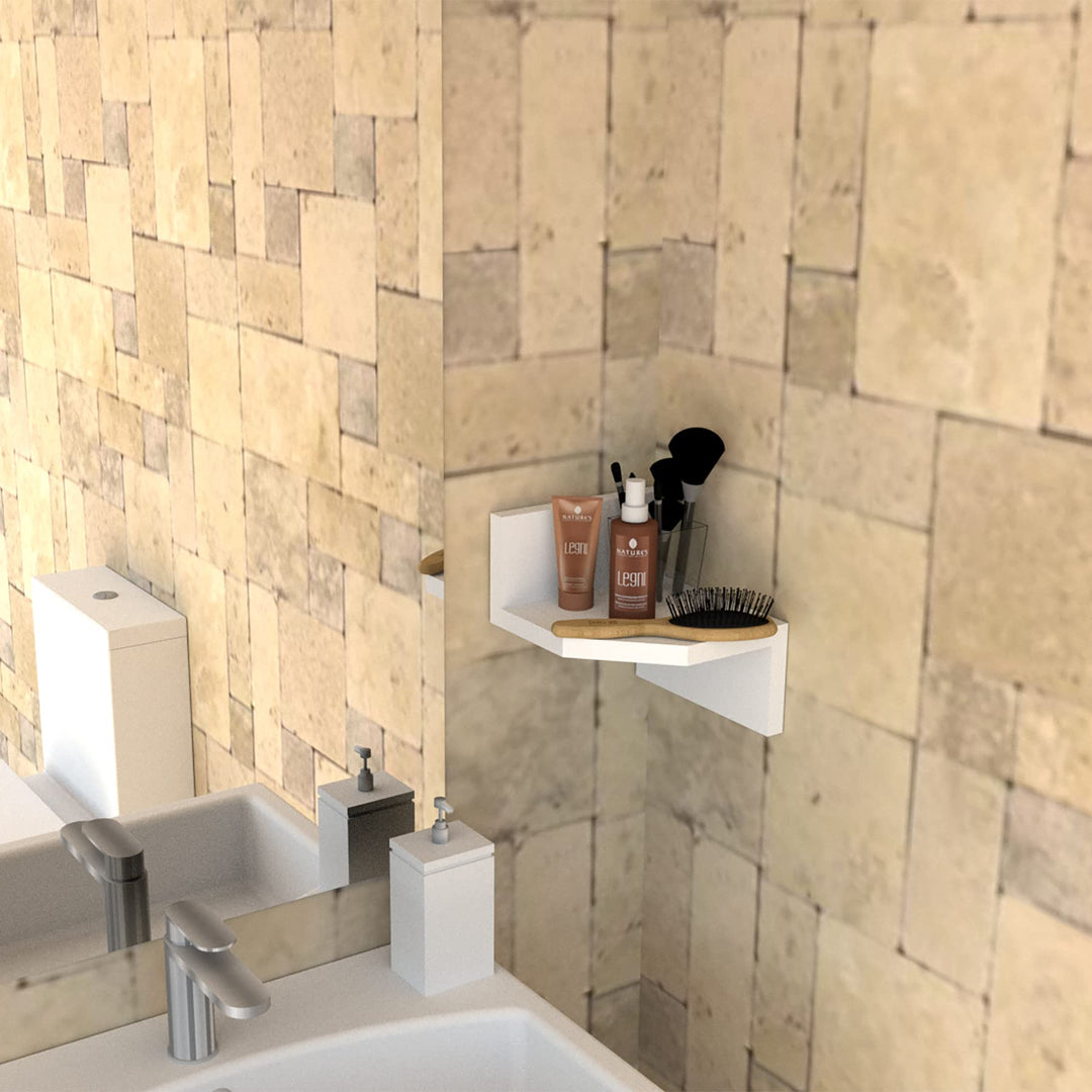 Henor Wand-Eckregal Zickzack-Design aus FSC® Holz Mod.20-1 Regal. Ecke Spezial. 20 x 20 x 20 cm. Wei