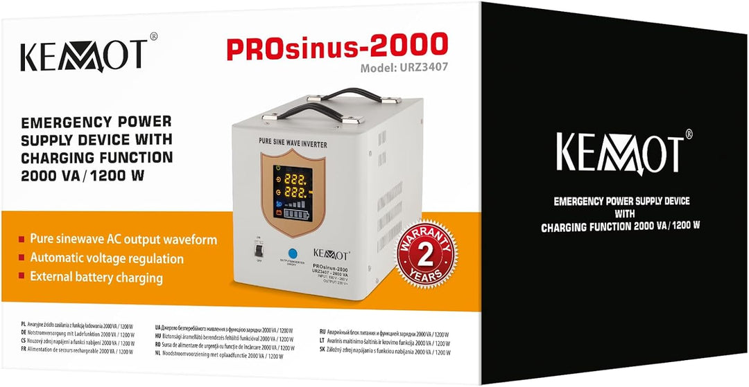 Notstromversorgung KEMOT PROsinus-1200 URZ3407 Wechselrichter reiner Sinus Ladefunktion 12V 230V 200
