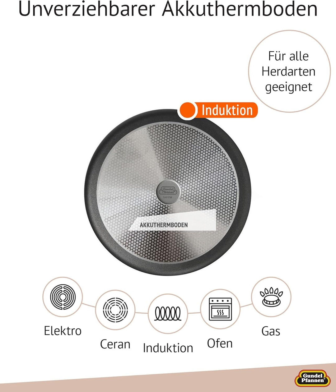Original Gundel GUSS-BRATPFANNE INDUKTION hoch, Ø 24 cm, Höhe 7,5 cm, BIOTAN-Oberfläche, PFOA-frei,