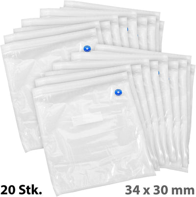 Rosenstein & Söhne Beutel: 20er-Mega-Pack Vakuumierbeutel, je 34 x 30 cm (Vakuumier Beutel, Wiederve