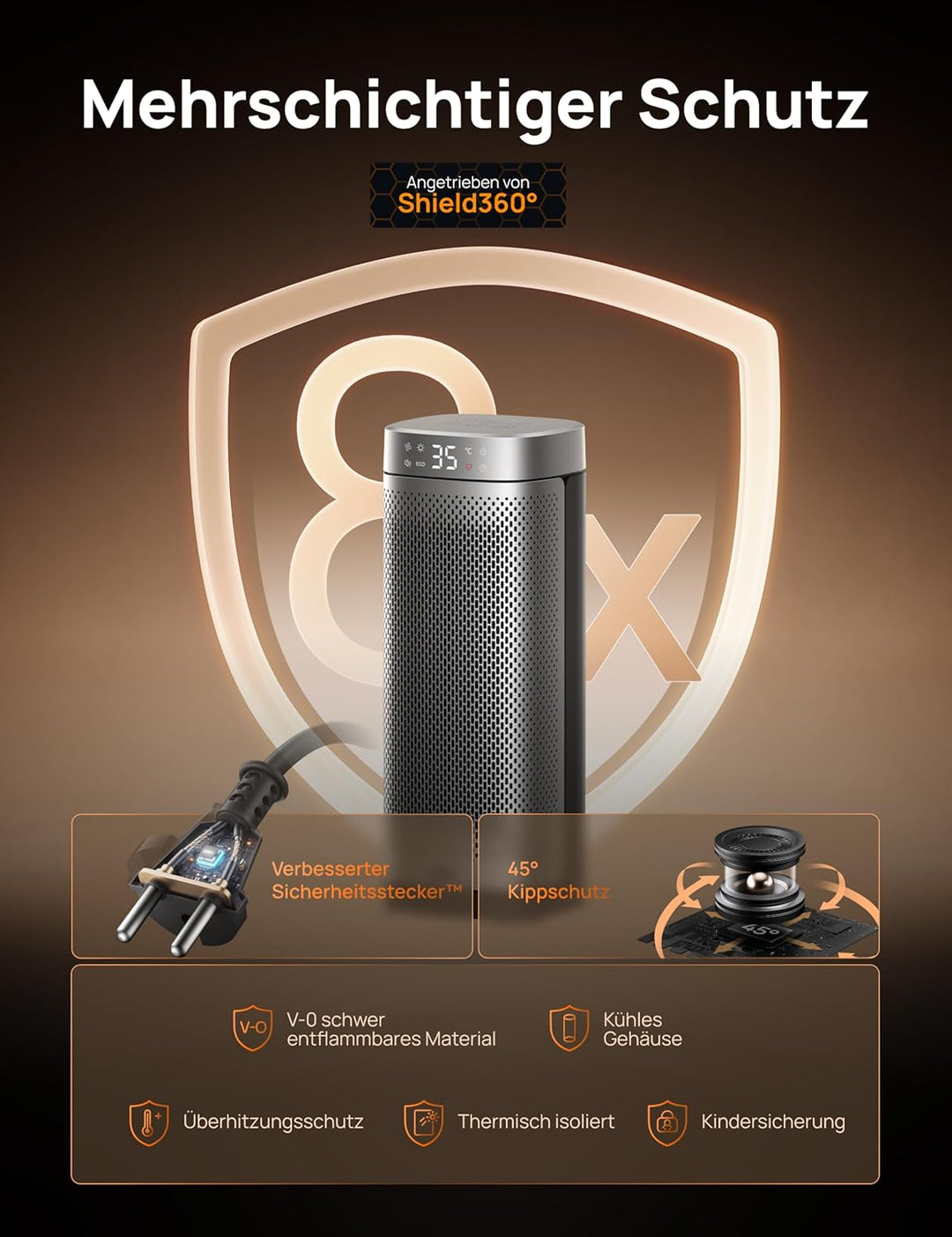 Dreo 16 Inch Electric Heater, Energy Efficient Space Heaters with Thermostat, 70° Oscillating Remote