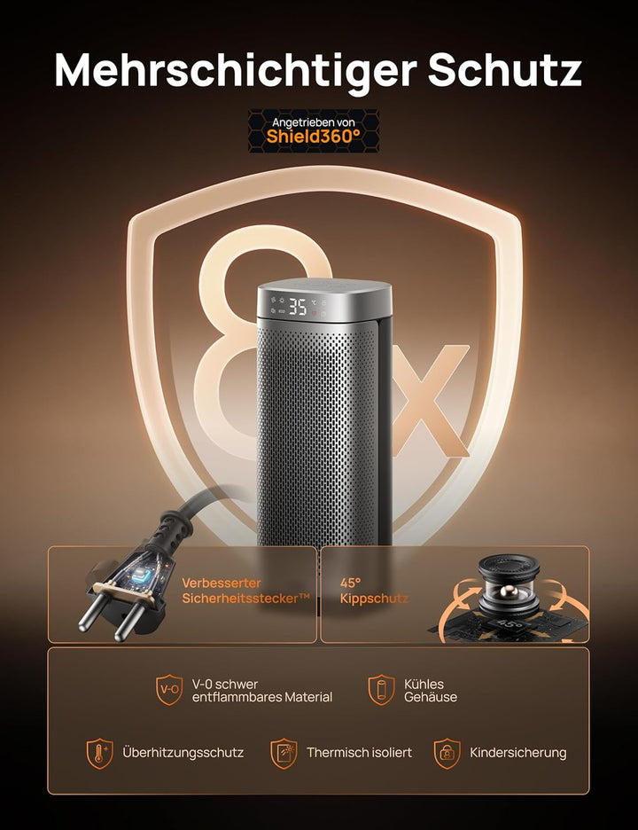 Dreo 16 Inch Electric Heater, Energy Efficient Space Heaters with Thermostat, 70° Oscillating Remote