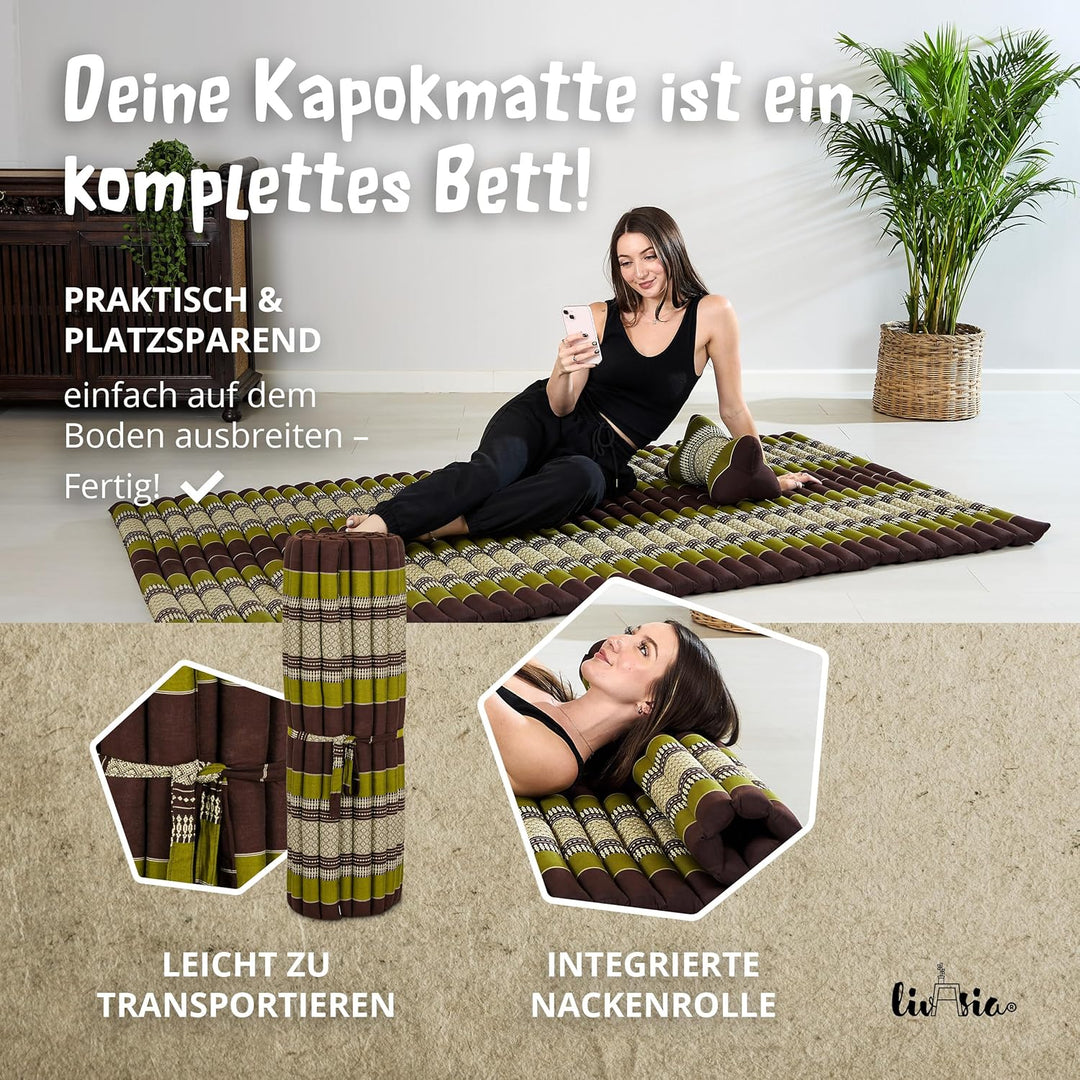 livasia Rollmatte Rollmatratze L-200x110x4,5cm, Gästebett Gästematratze 1 Person, Reisebett Kofferra