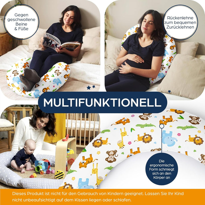 Niimo XXL Schwangerschaftskissen & Stillkissen - Seitenschläferkissen mit Bezug aus 100% Baumwolle,