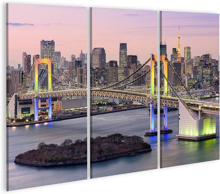 islandburner Bild auf Leinwand Tokyo Japan Skyline Mit Regenbogenbrücke Und Tokyo Tower Bilder Wandb