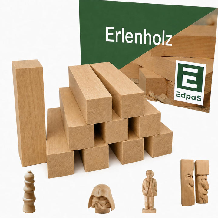 Schnitzholz Ahorn - 10 Stück Holzblock - Schnitzvorlage (10x2,5x2,5cm) - Ahornholz zum Schnitzen Dre