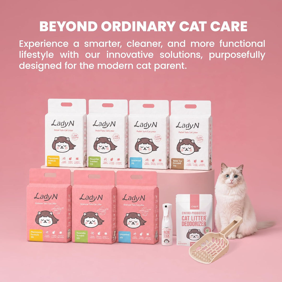 Lady N Tofu Katzenstreu, staubarm, kompatibel mit Auto-Box, geruchlos, 4,1 kg | Mini-Pellet-Form, st