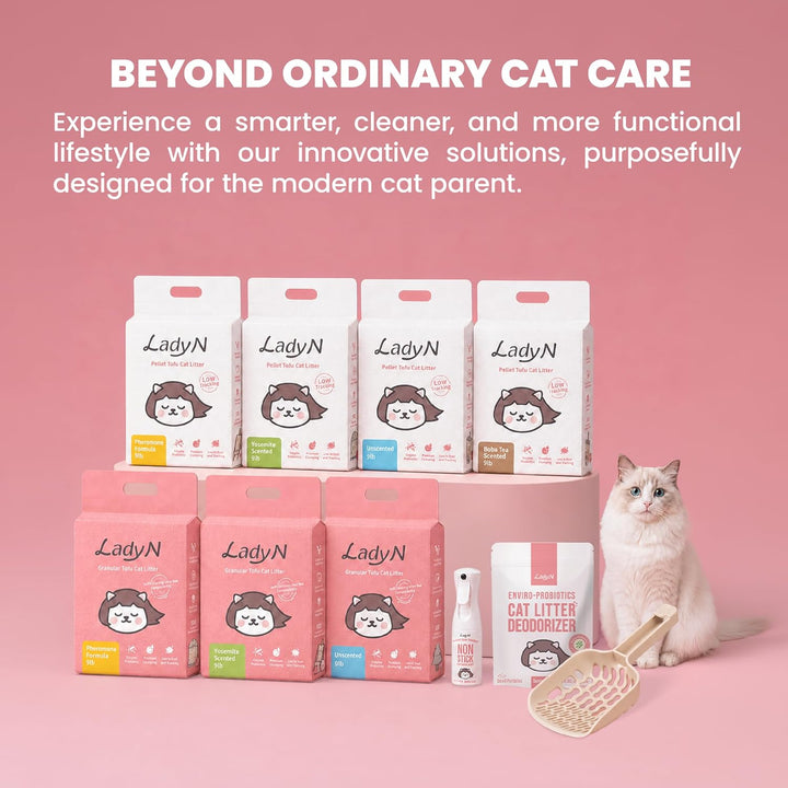 Lady N Tofu Katzenstreu, staubarm, kompatibel mit Auto-Box, geruchlos, 4,1 kg | Mini-Pellet-Form, st
