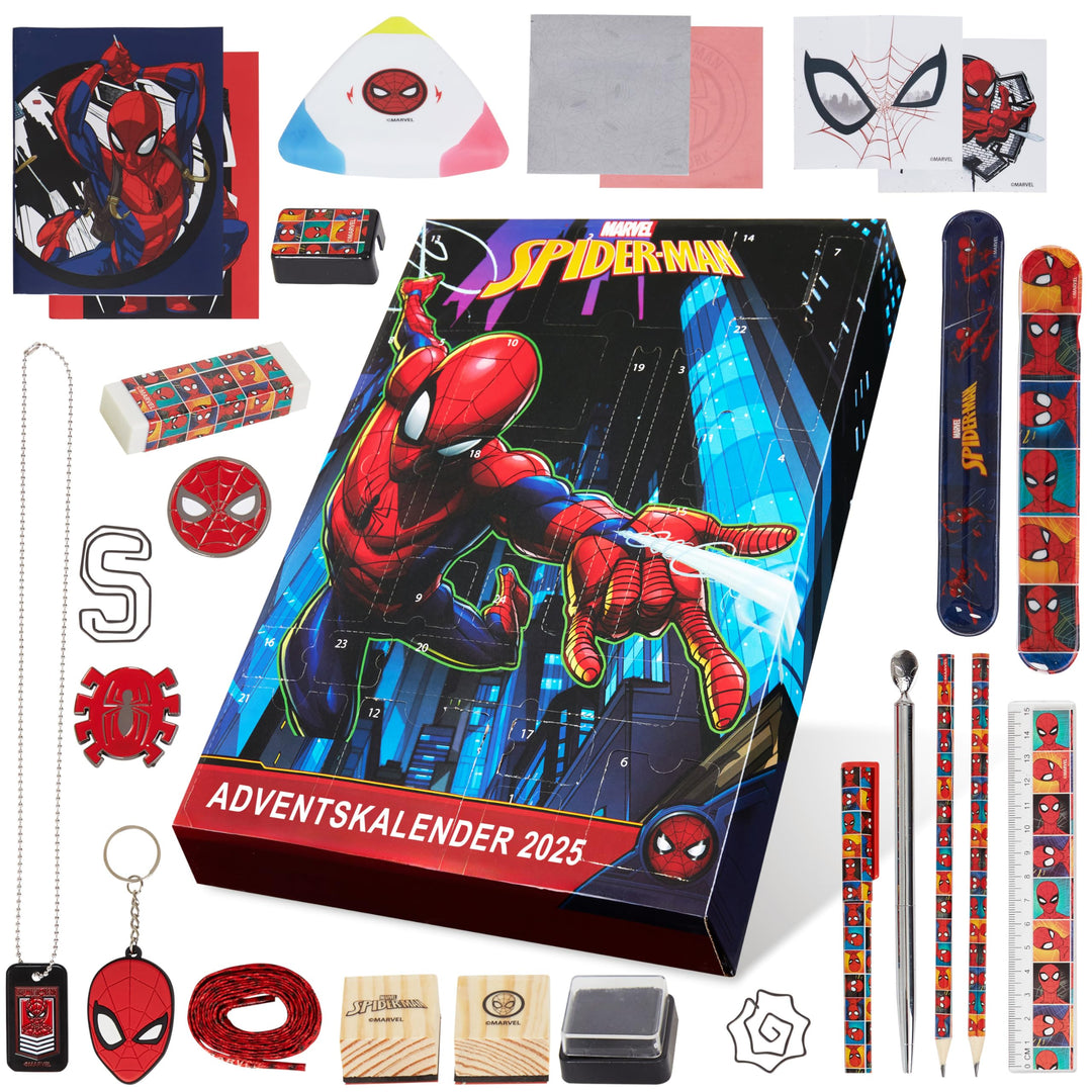 Marvel Avengers Adventskalender 2022 Kinder Spiderman Weihnachts Adventskalender Schreibwaren (Spide