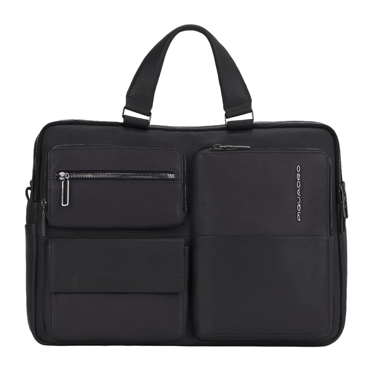 Piquadro Ronnie Aktentasche Leder 43 cm Laptopfach Schwarz 43,00 x 31,00 x 13,00 (cm), Schwarz 43,00