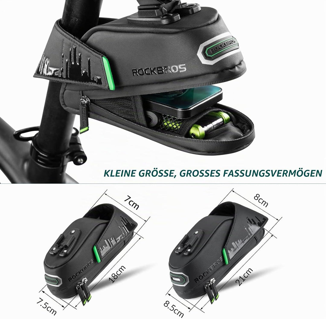 ROCKBROS Fahrrad Satteltasche Fahrradtasche für MTB Rennrad Wasserdicht Stossfest Sitztasche Schwarz