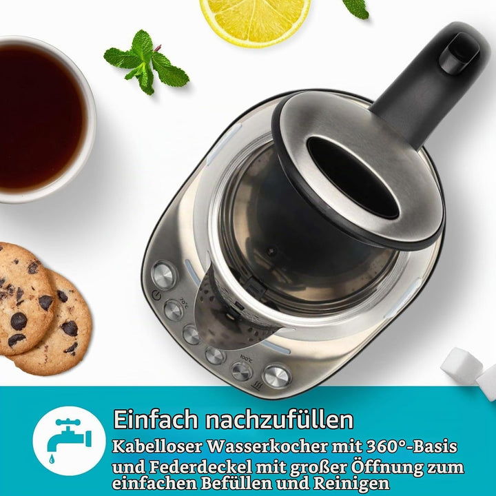 Nedis KAWK8000WIFI SmartLife Wasserkocher - Wi-Fi Steuerung - 1,7 l Edelstahl - 2200 W - Temperatura