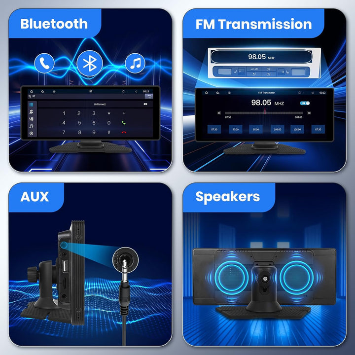 Drahtlos CarPlay und Android Auto, Hodozzy 10,26 Zoll Tragbares Autoradio Bluetooth mit IPS Touchscr