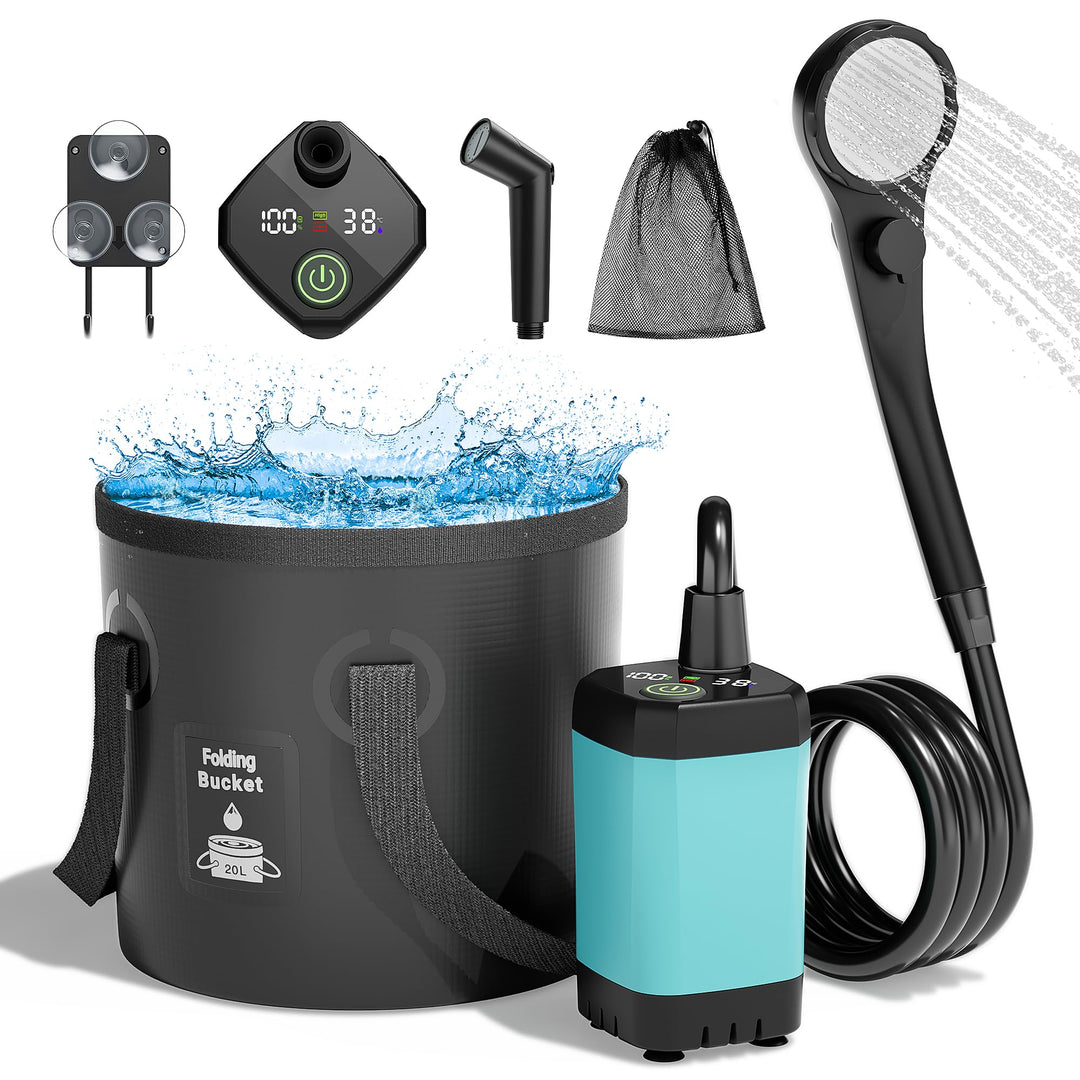 Mytrix 2024 Upgraded Portable Camping Shower Full Set, 6000mAh Rechargeable Power Suction Pump with