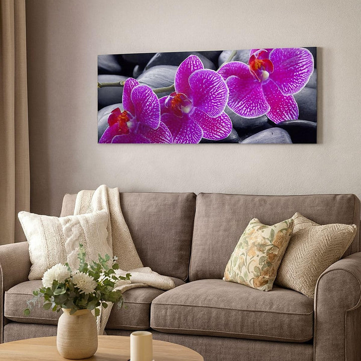 Wandbilder Dekoration Wohnzimmer Blumen Steine Violett Aromatherapie Bilder auf Leinwand 120x50cm Le
