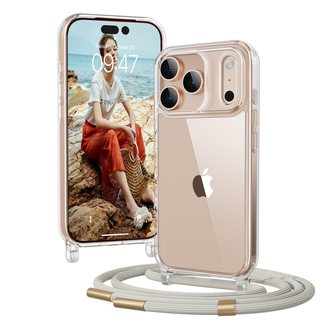 Handykette für iPhone 17 Pro Hülle mit Band, [Verstellbarem und Demontage Umhängeband], Transparente