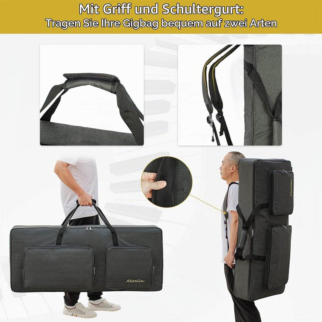 AKOZLIN 61-Tasten-Keyboardtasche, tragbar, robust, gepolstert, Gigbag, universell, wasserdicht, Oxfo