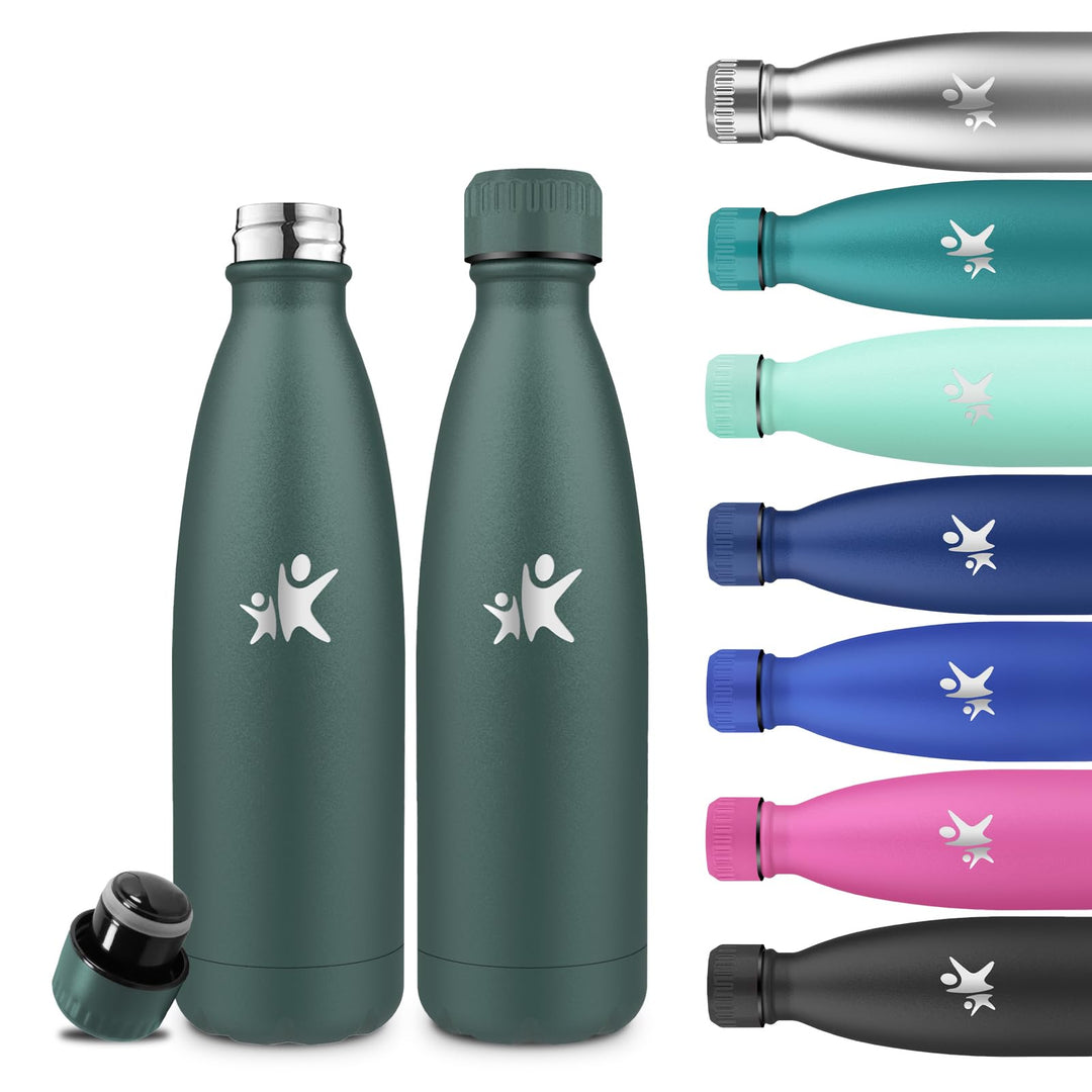 Grsta Trinkflasche 500ml, Thermosflasche, BPA-Frei, Trinkflasche Auslaufsicher, Doppelwandige Vakuum