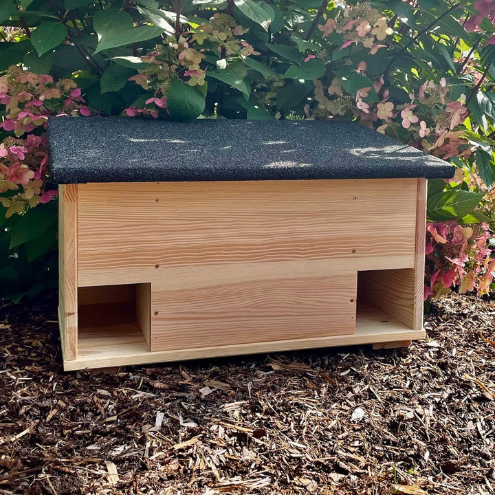 gartenetage Igelfutterhaus mit Boden aus Massiv-Holz/Igelhaus Winterfest, Katzensicher/Igelfutterhau