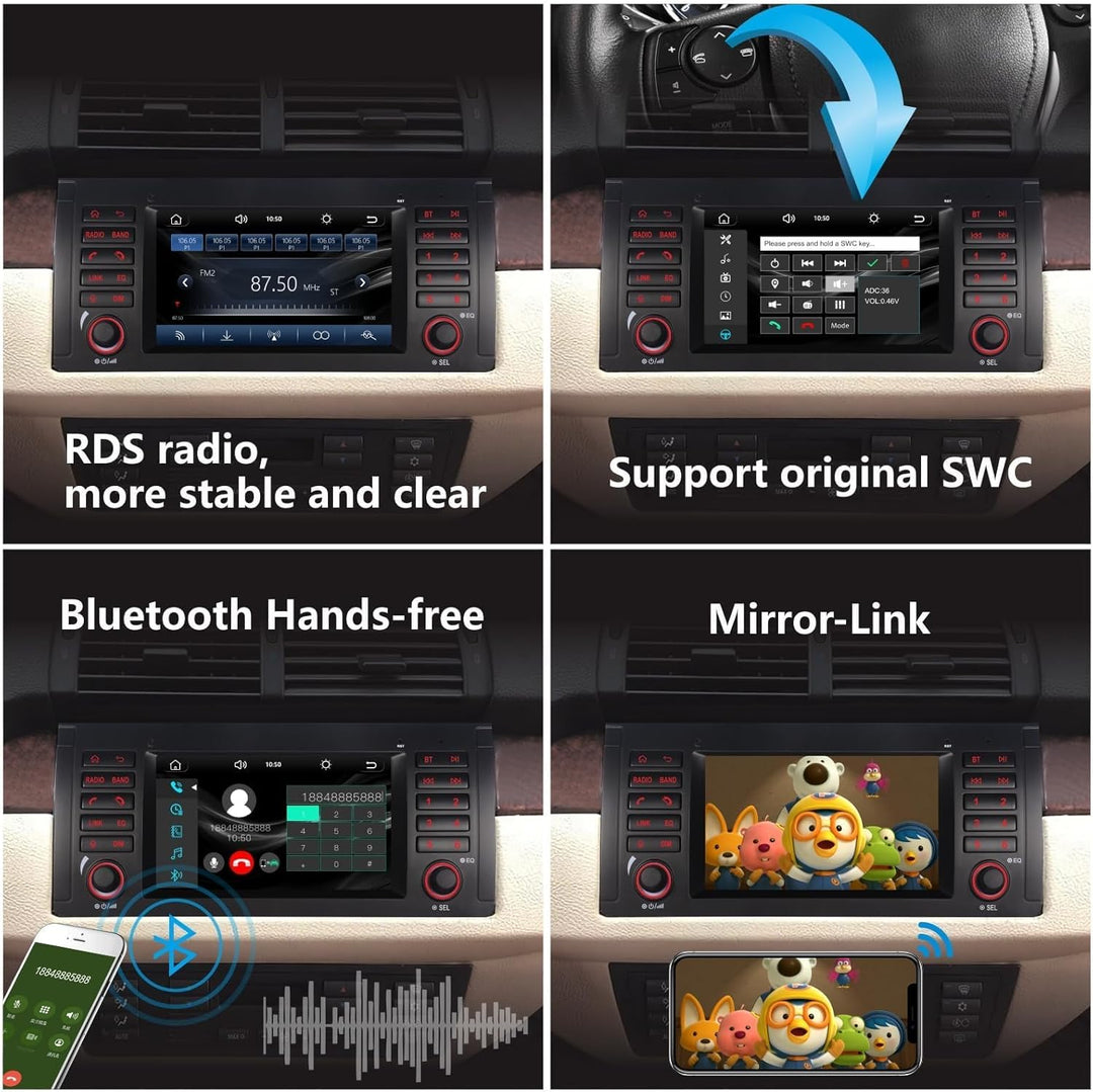 LXKLSZ Autoradio für BMW E39 E53 5er X5 M5 Kompatibel mit drahtlos Carplay/Android Auto mit 7 Zoll I