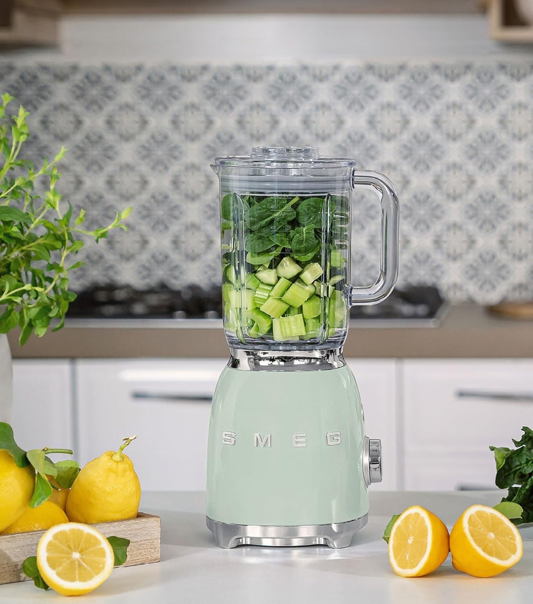 SMEG, BLF03PBEU, 1,5 l Standmixer, 4 -Geschwindigkeitsstufen, 4 Automikprogramme, Abnehmbare Doppelk