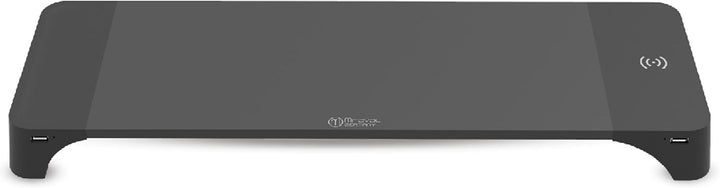 Miraval Monitor-Ständer mit Kabelloser Ladefläche, 57,5 x 17,6 x 5,6 cm, USB-C Anschluss, 15W Ladefu