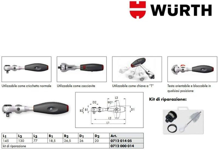 Würth Ratsche mit Kugelkopf 1/4" - 071201405