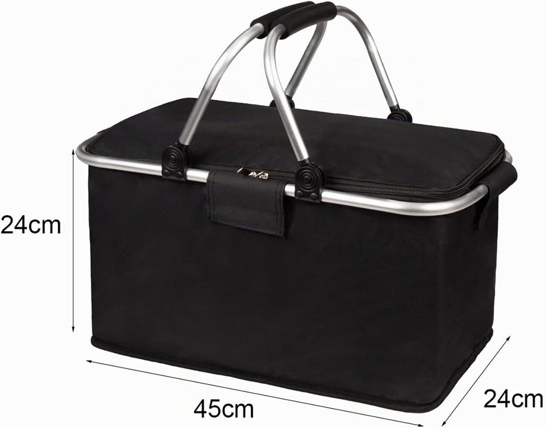 Einkaufskorb Faltbar mit Kühlfunktion Kühltasche Thermokorb mit Deckel Picknickkorb mit Aluminiumrah