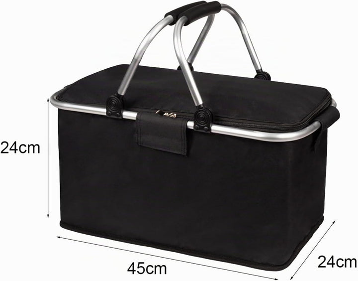 Einkaufskorb Faltbar mit Kühlfunktion Kühltasche Thermokorb mit Deckel Picknickkorb mit Aluminiumrah