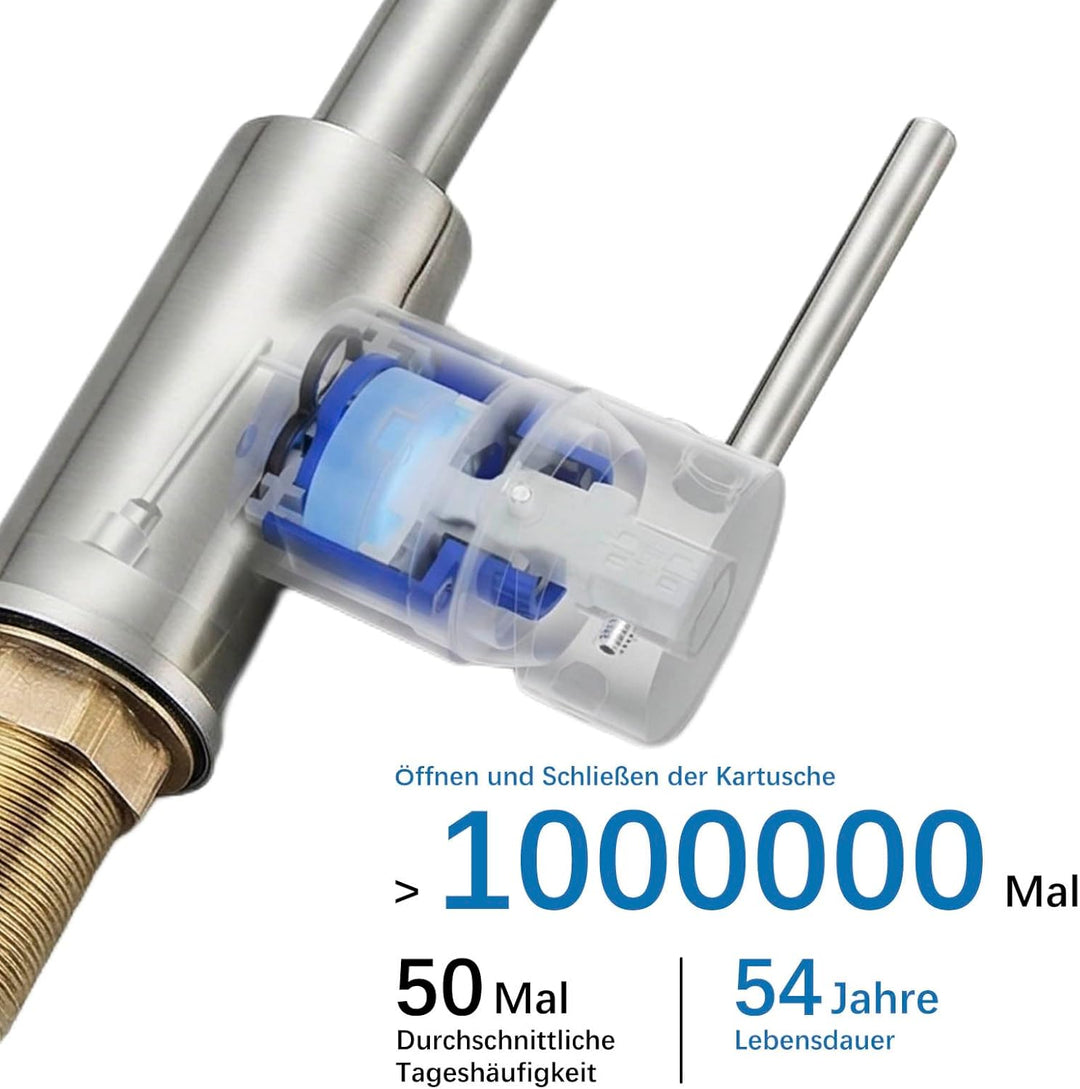 Küchenarmatur Niederdruck,Wasserhahn Küche 360° Schwenkbar, Mischbatterie Küche mit Hohem Bogen, Ein