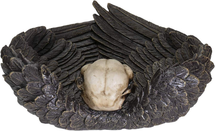 Pacific Giftware Undead Cross Winged Raven Skull Decorative Gothic Harz Dish