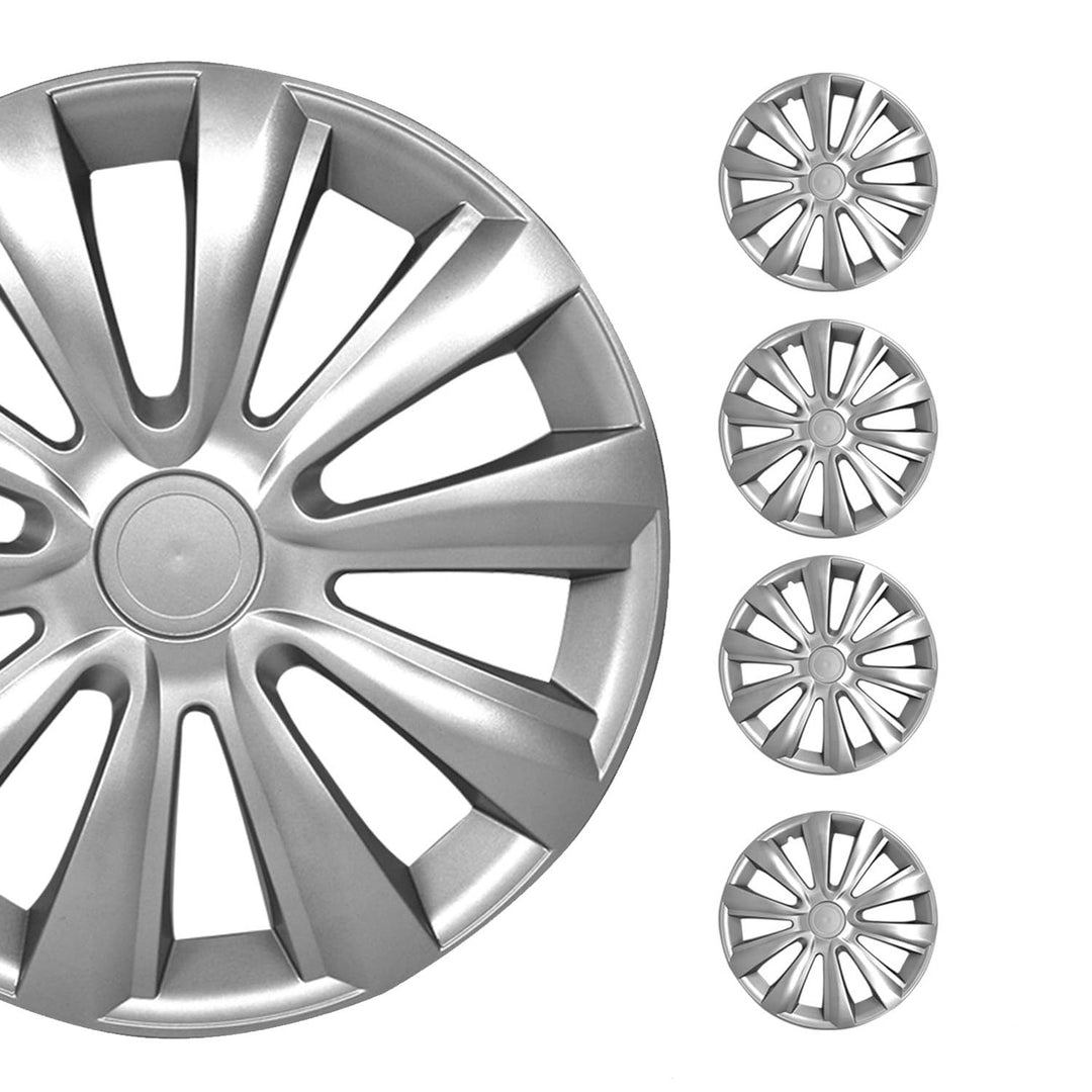 OMAC - ABS Silber Radkappen 40.6 cm 4er Set, Tapas para Rines 16, Premium Radabdeckungen 16 Zoll, R1