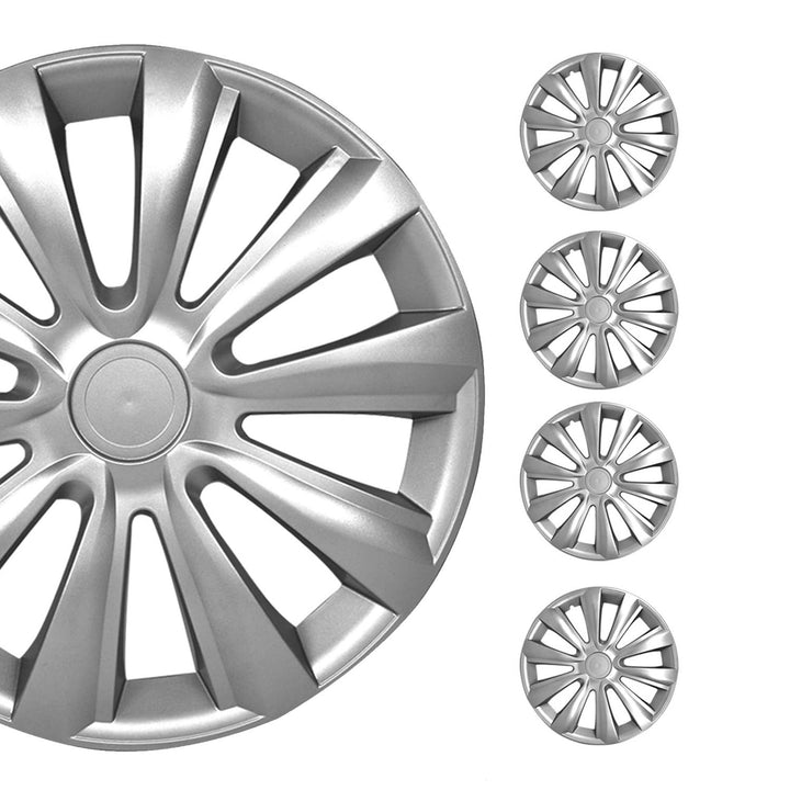 OMAC - ABS Silber Radkappen 40.6 cm 4er Set, Tapas para Rines 16, Premium Radabdeckungen 16 Zoll, R1