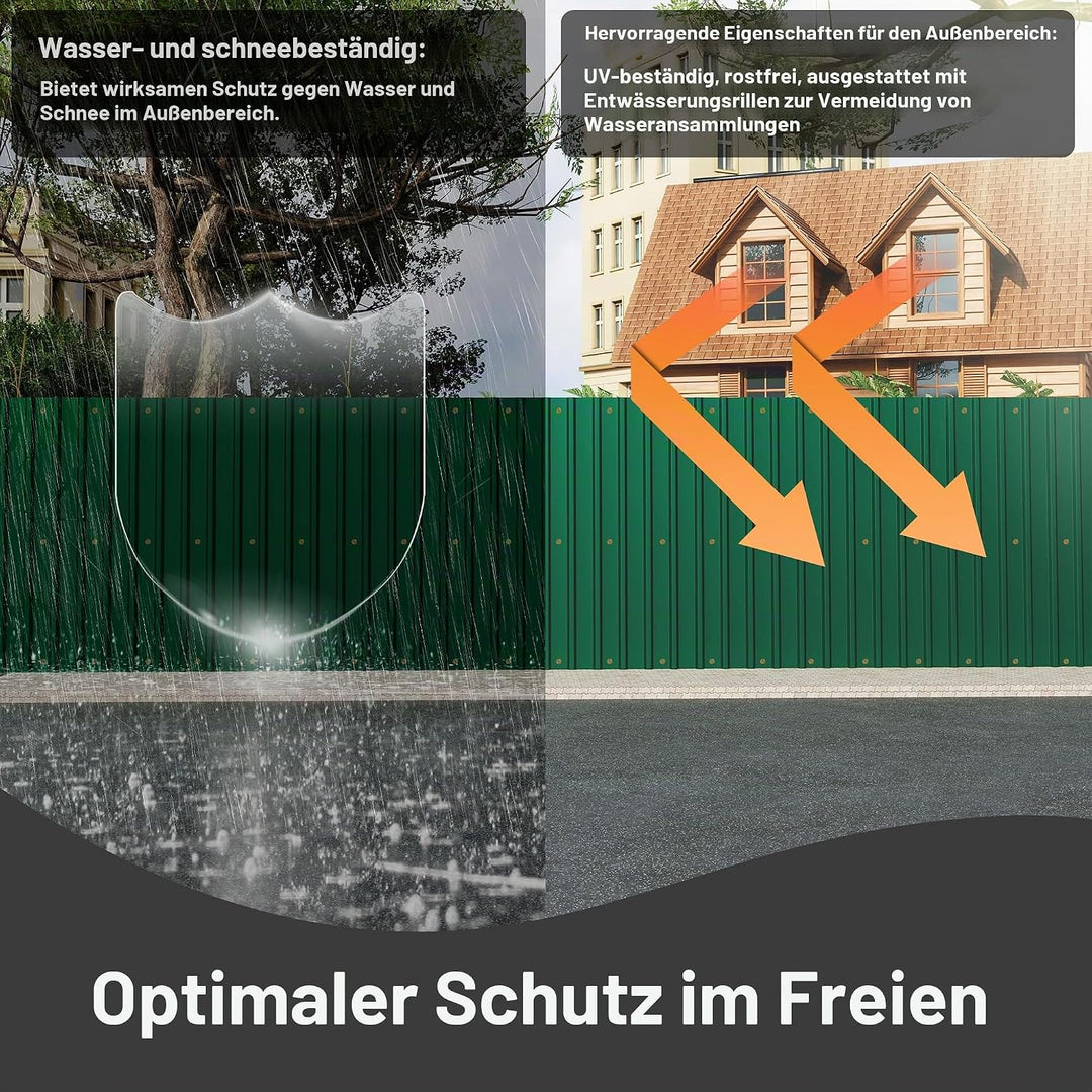 Aufun 12x Wellplatten Trapezblech Verzinkter Stahl 129.5cm x 45cm = 6.99 m² - Dachblech für Geräteha