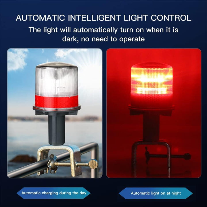 Solare Signalleuchten, LED Boot Navigationslichter mit Solarlichtquelle, IP65 Wasserdichtes Design f