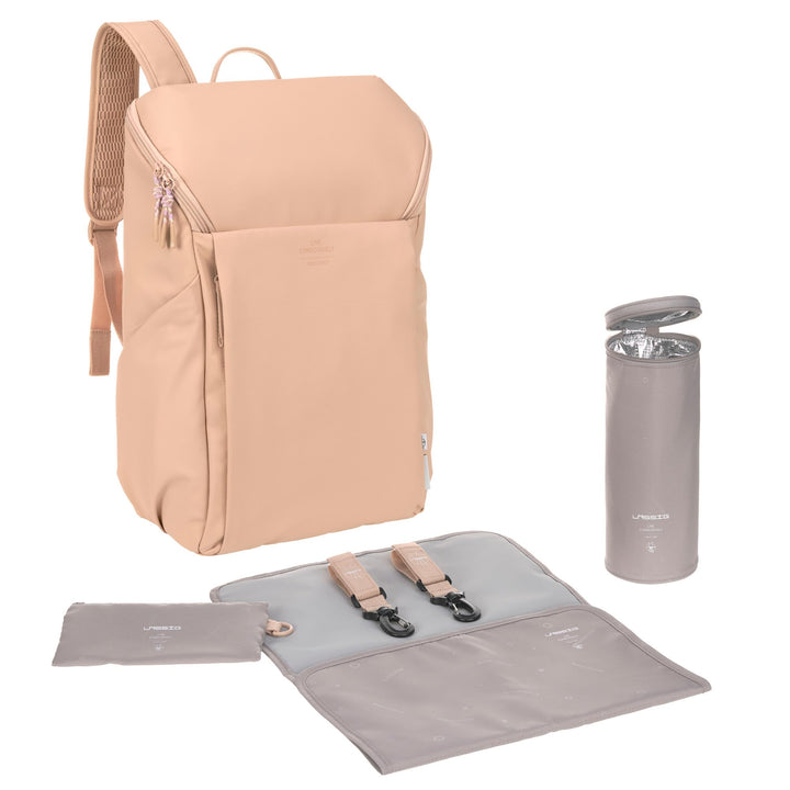 LÄSSIG Baby Wickelrucksack mit Wickelunterlage, Kinderwagenbefestigung und Flaschenhalter/GRE Slende