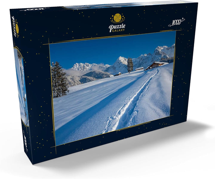 Buckelwiesen bei Mittenwald gegen Wörner (2474m) und Karwendelgebirge - Premium 1000 Teile Puzzle -
