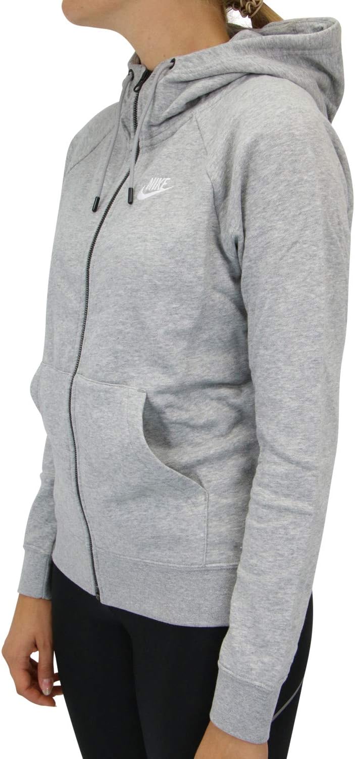 Nike Damen Sweatshirt W Nsw Essntl Hoodie Fz Flc XS Dk Grey Heather/(White), XS Dk Grey Heather/(Whi