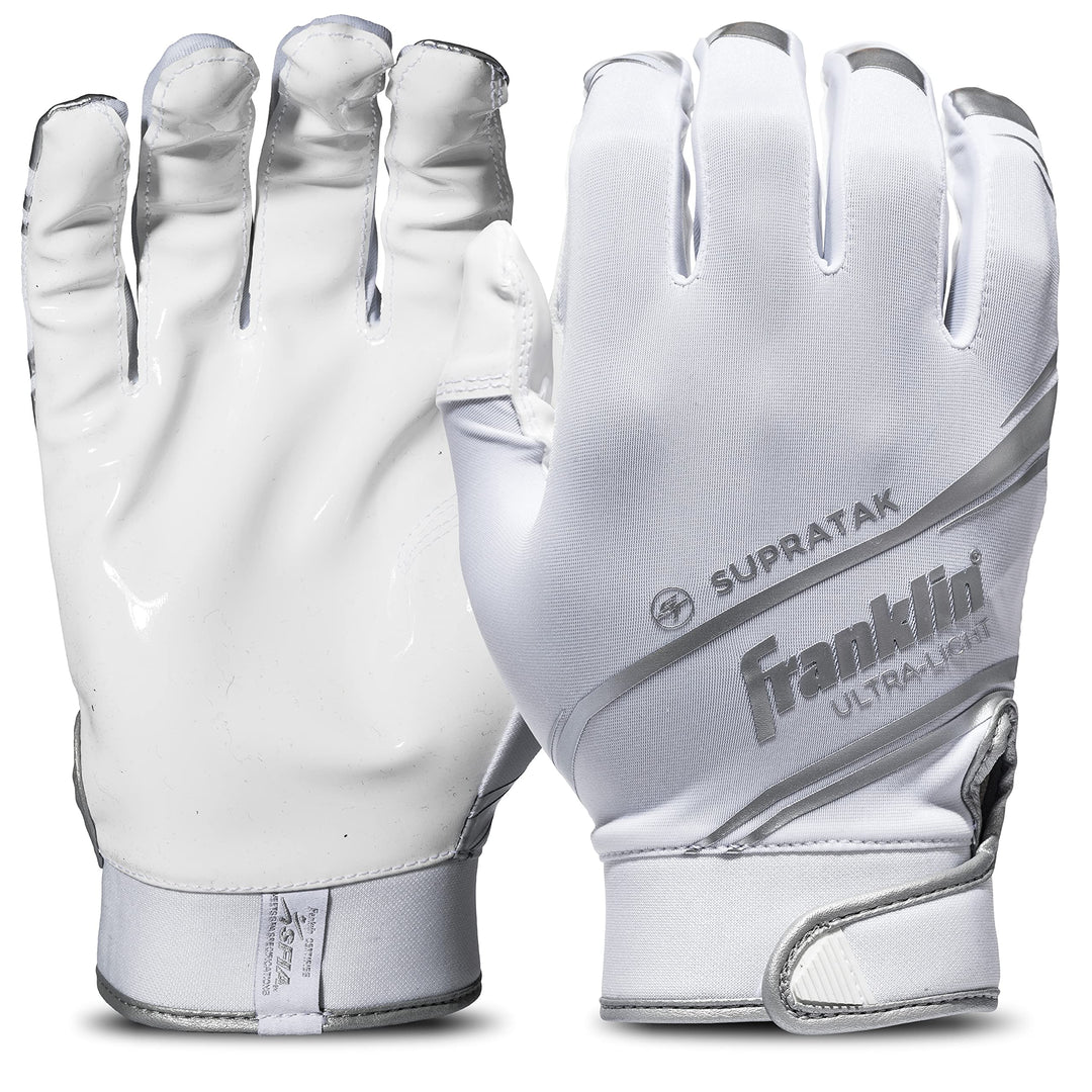 Franklin Sports Supratak Fussball Receiver Handschuhe weiss / chrom XL, weiss / chrom XL