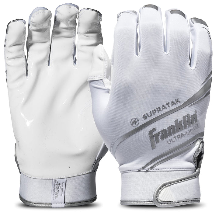Franklin Sports Supratak Fussball Receiver Handschuhe weiss / chrom XL, weiss / chrom XL