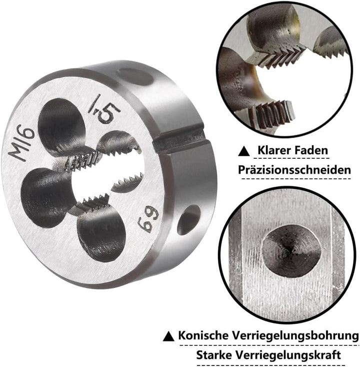 Saipor M16 X 1,5 Metrisch Gewindeschneid und Gewindeschneideisen M16 X 1,5mm HSS Gewindebohrer und S