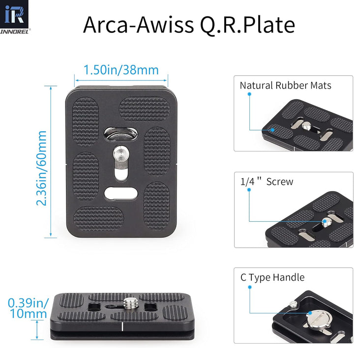 INNOREL G36 Low Profile Panorama-CNC-Metall-Kamerastativ-Kugelkopf mit 1/4" Arca Swiss Universal-Sch