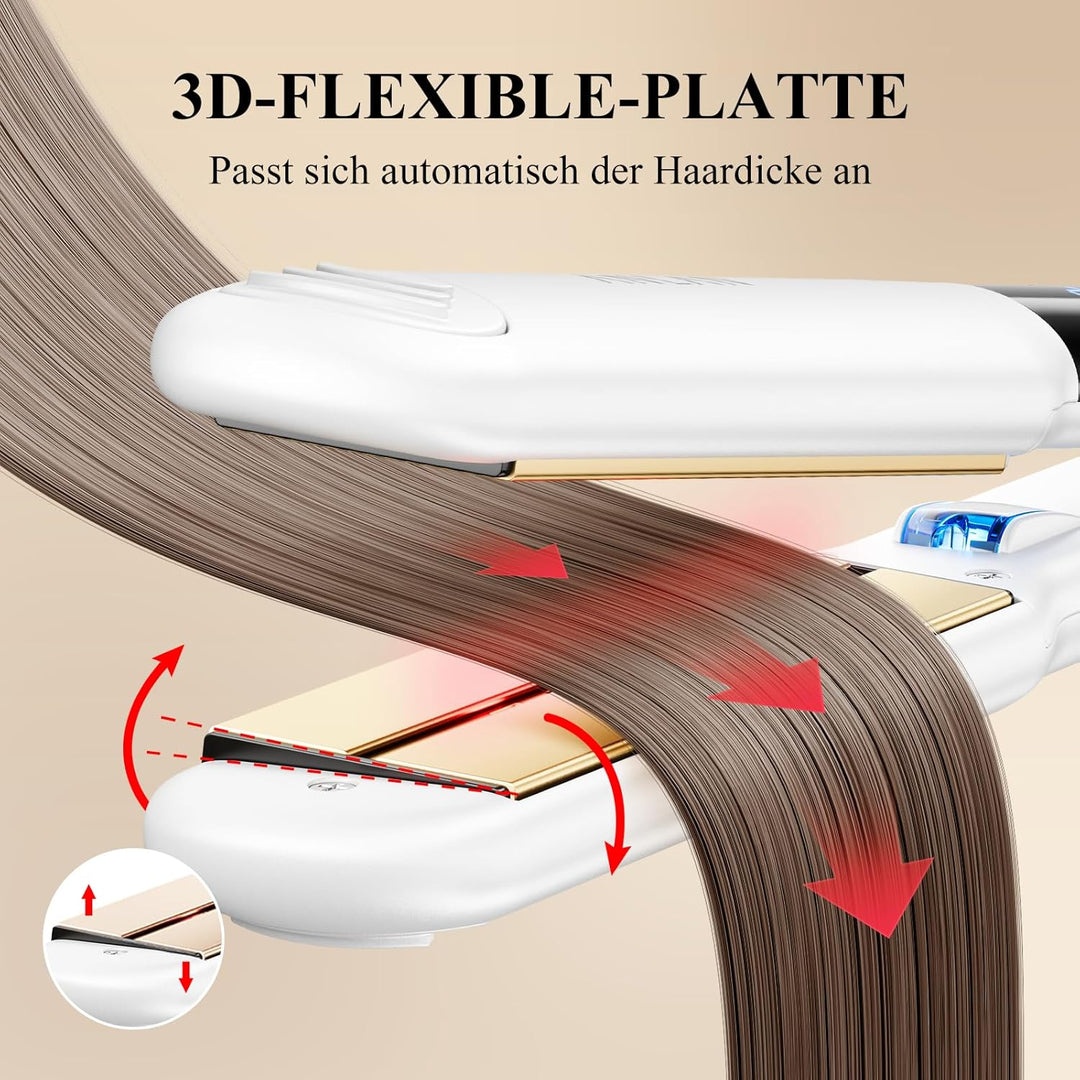 ANLAN Glätteisen und Lockenstab 2 in 1, 36mm extrabreite Platte, 100-230°C präzise Temperatureinstel