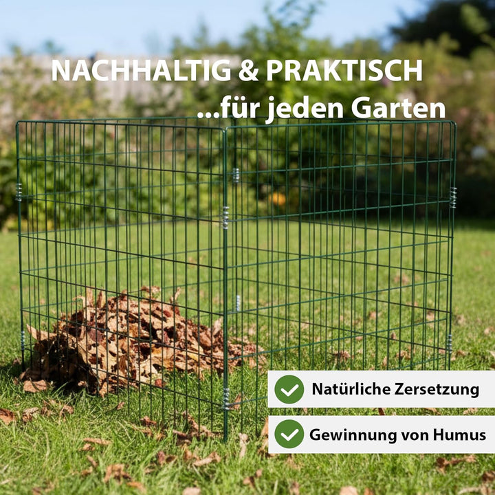 TRUTZHOLM Metall Kompostgitter Gartenkomposter werkzeugloser Aufbau 80 × 80 x70 cm Stahldraht pulver