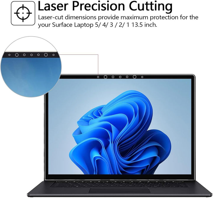 MEGOO [3 Stück] Displayschutzfolie für Surface Laptop 5/4/3 13,5 Zoll, gehärtetes Glas/einfache Inst