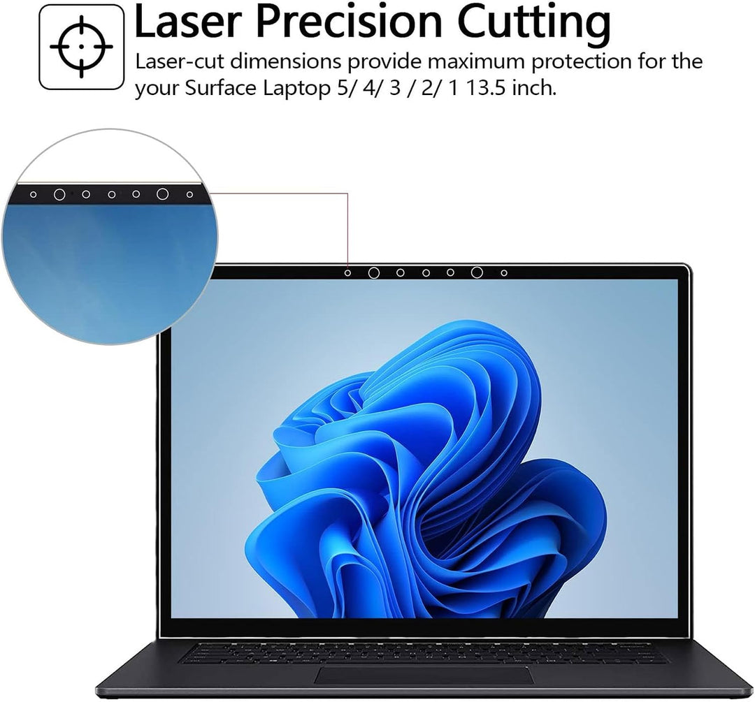 MEGOO [3 Stück] Displayschutzfolie für Surface Laptop 5/4/3 13,5 Zoll, gehärtetes Glas/einfache Inst