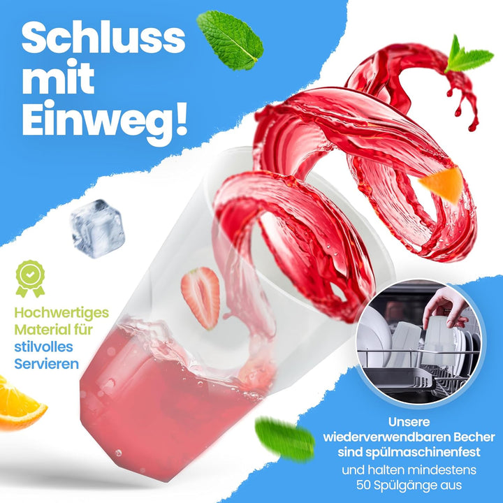 30 Cocktailbecher | Wiederverwendbare Trinkbecher 0,3L | Bruchsicher | Spülmaschinenfest | Partybech