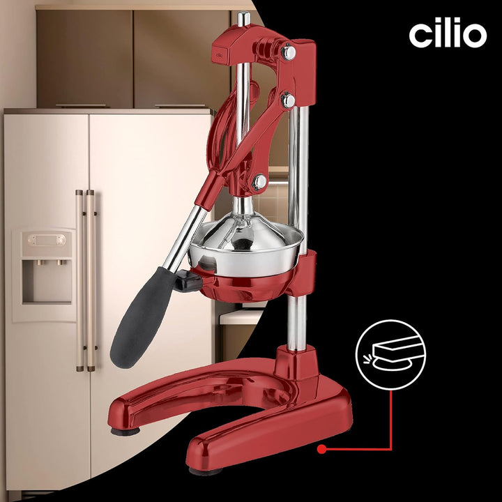 Cilio LIVORNO Granatapfel Presse, Saftpresse Manuell | rostfreier Edelstahl | Rot | Profi Fruchtpres