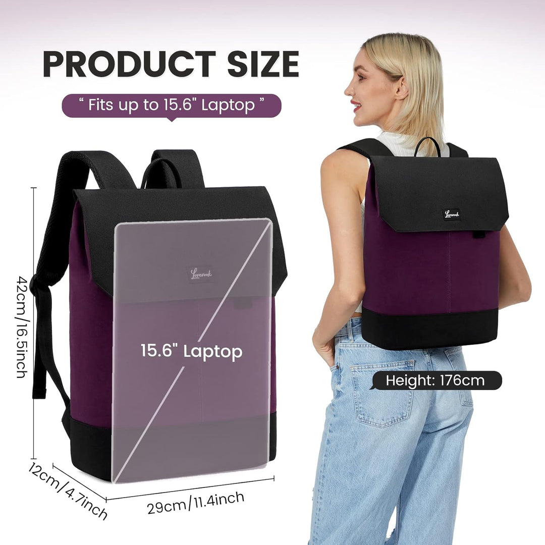 LOVEVOOK Rucksack Damen, 15,6 Zoll Laptop Schulrucksack Mädchen Teenager mit USB Ladeanschluss & Lap