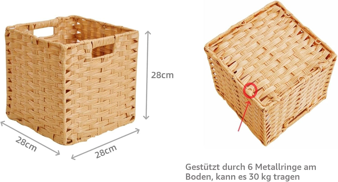 SOCOHOME Aufbewahrungskorb, 28x28x28cm Aufbewahrungsboxen aus Polypropylene und Metallstreifenfür Vo